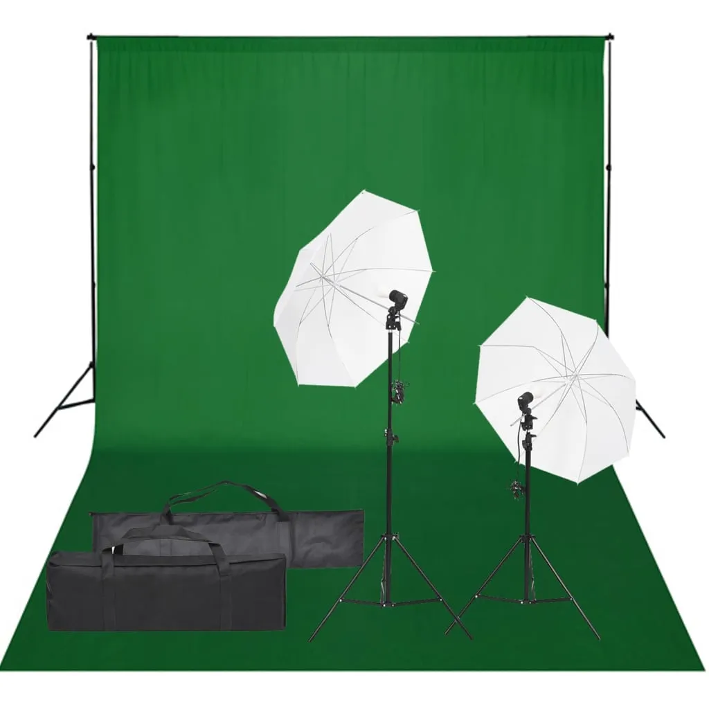 vidaXL Kit per Studio Fotografico con Set di Luci e Fondale