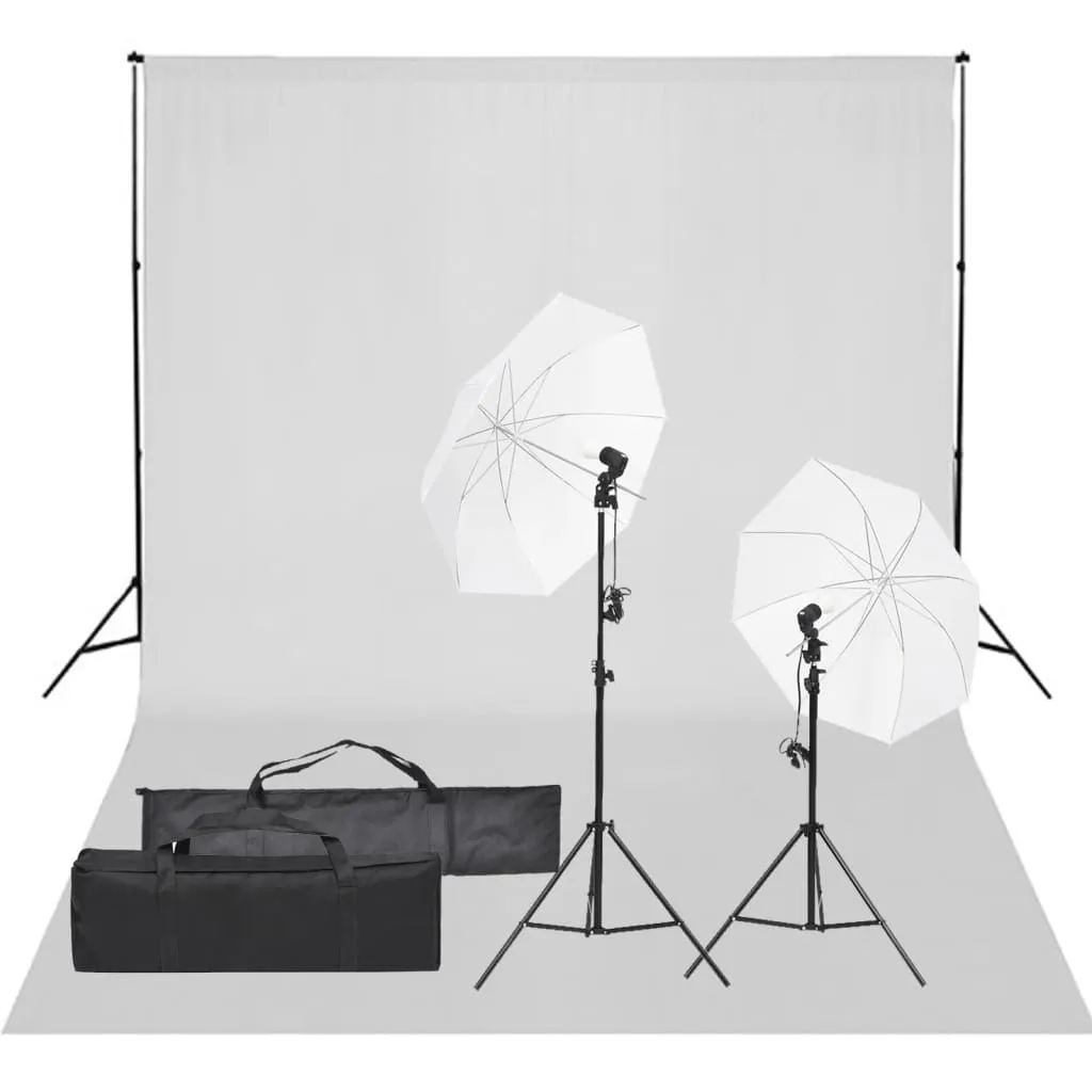 vidaXL Kit per Studio Fotografico con Set di Luci e Fondale