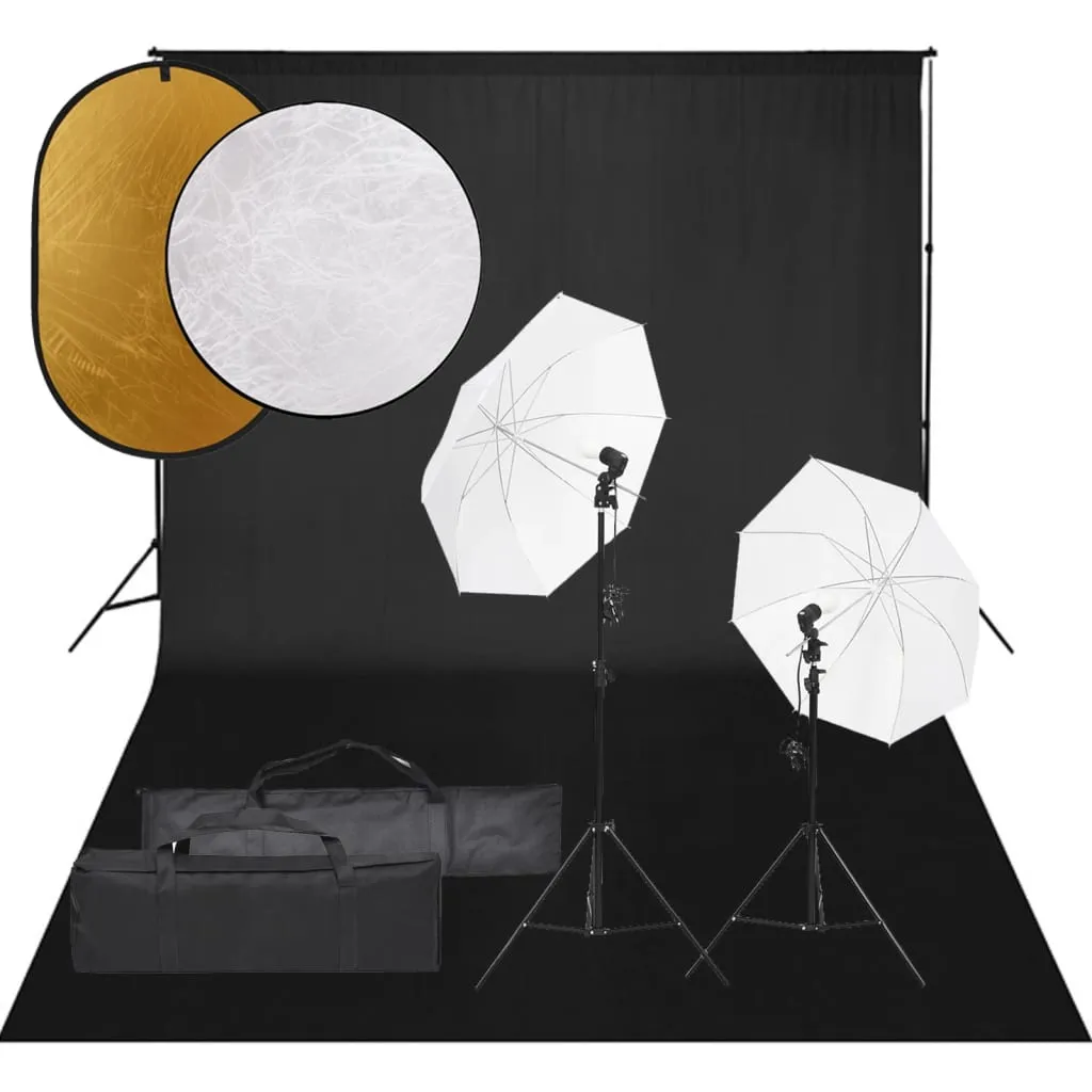 vidaXL Kit per Studio Fotografico con Set Luci, Fondale e Riflettore