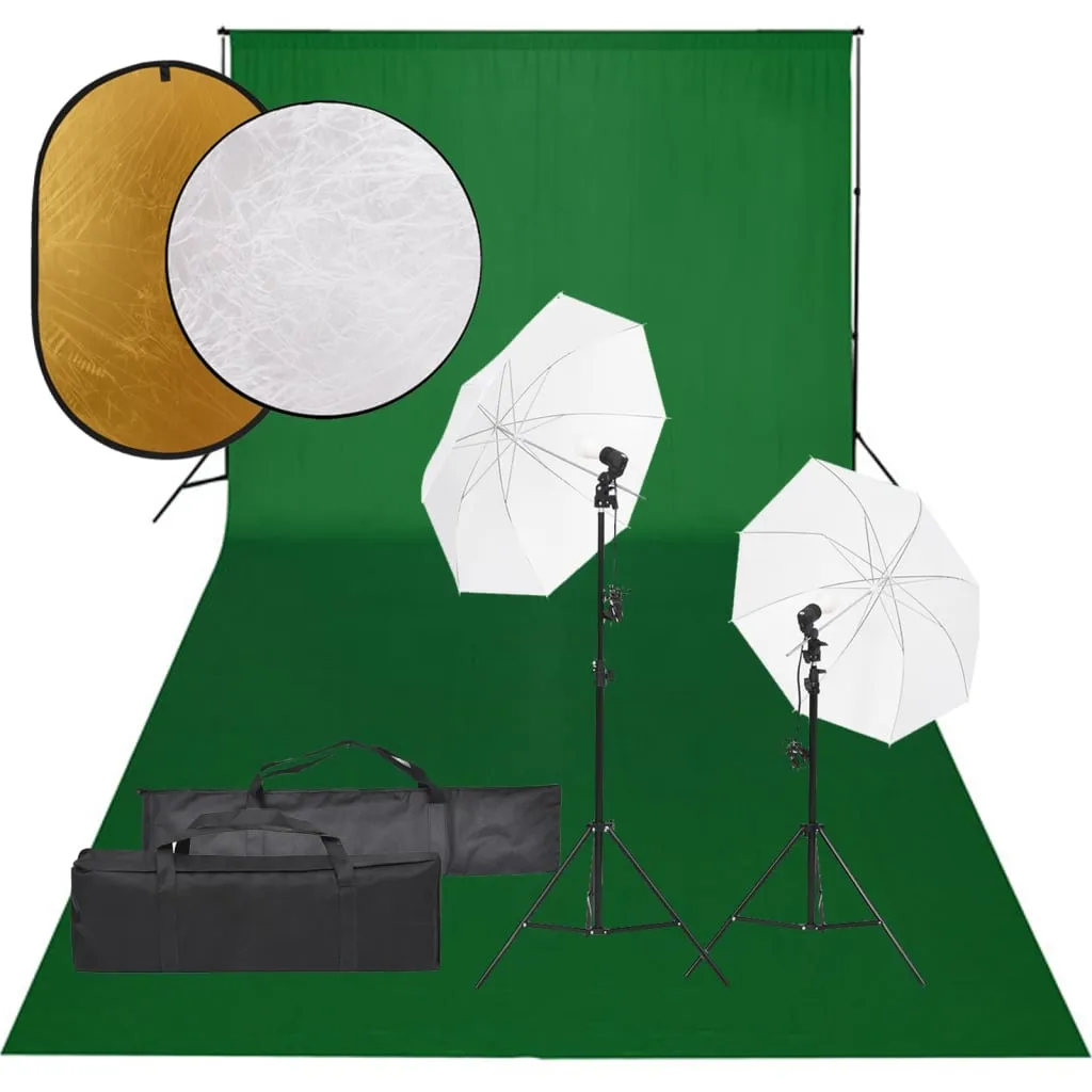 vidaXL Kit per Studio Fotografico con Set Luci, Fondale e Riflettore