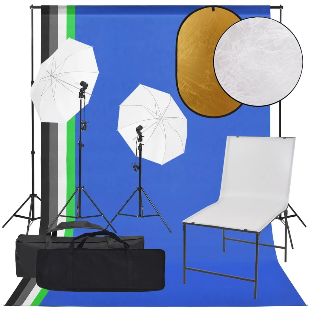 vidaXL Kit per Studio Fotografico con Set Luci, Fondale e Riflettore