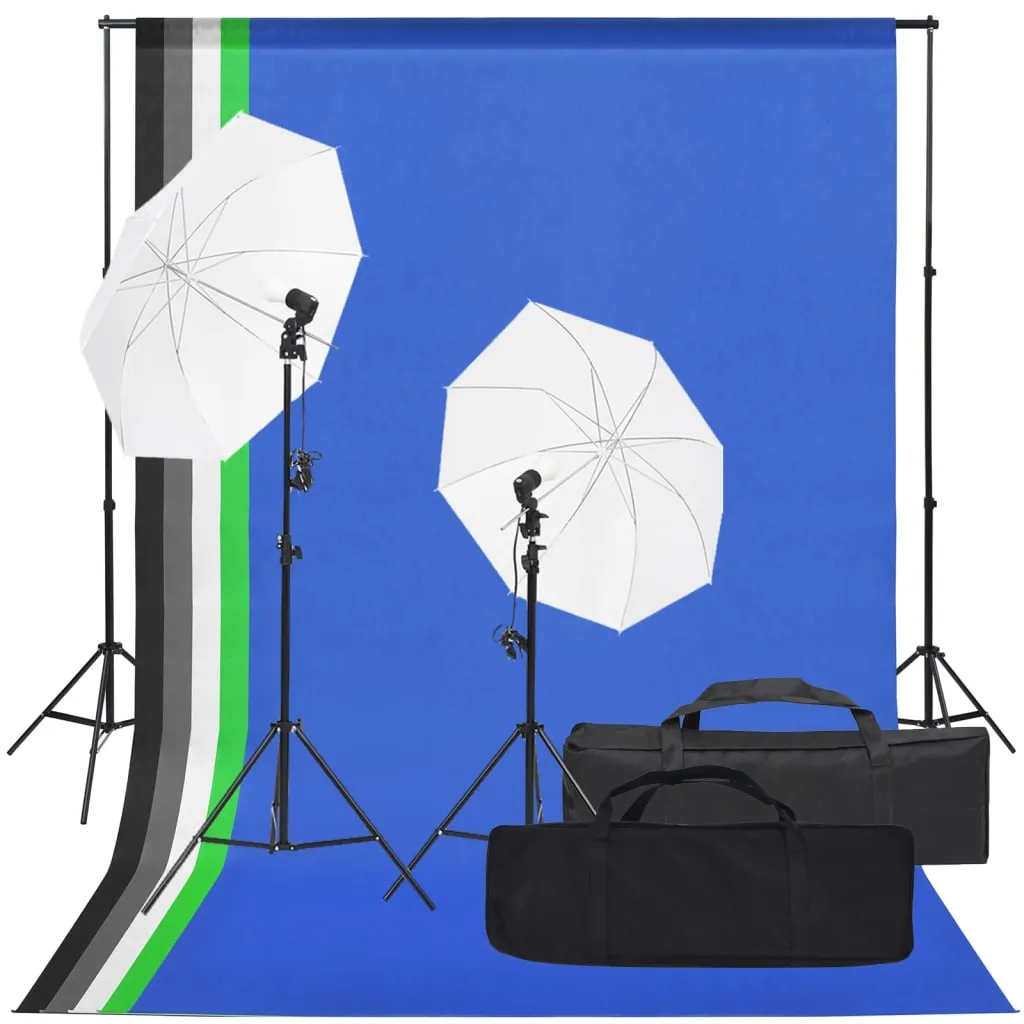 vidaXL Kit per Studio Fotografico con Set di Luci e Fondale