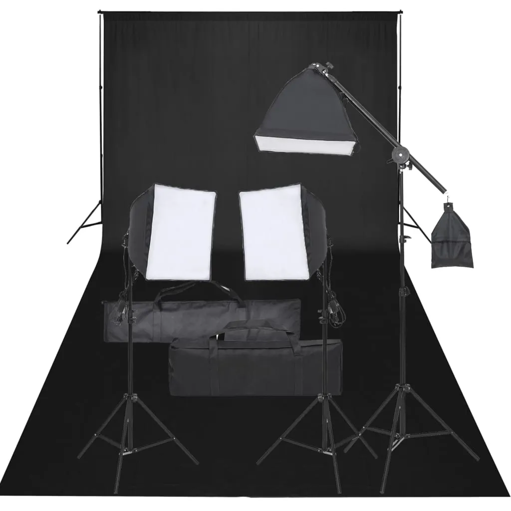 vidaXL Kit per Studio Fotografico con Set di Luci e Fondale