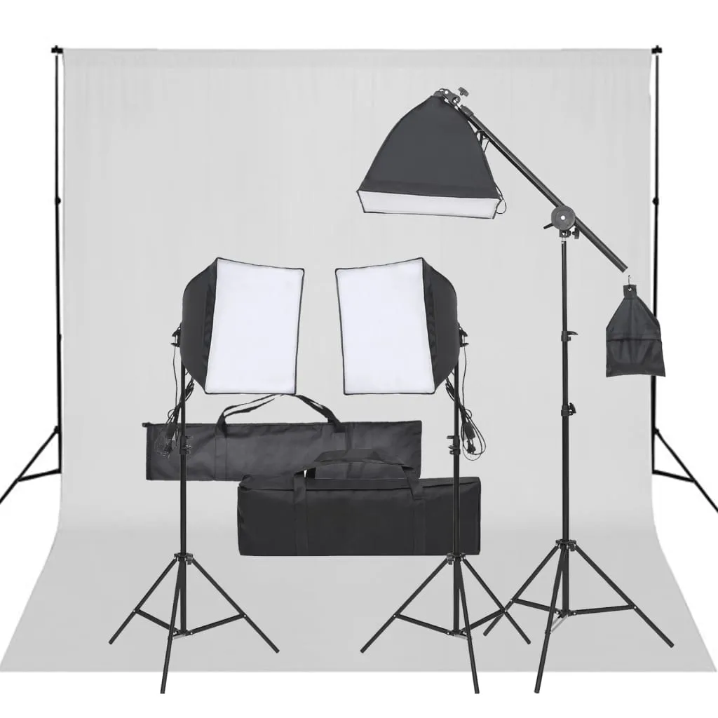 vidaXL Kit per Studio Fotografico con Set di Luci e Fondale