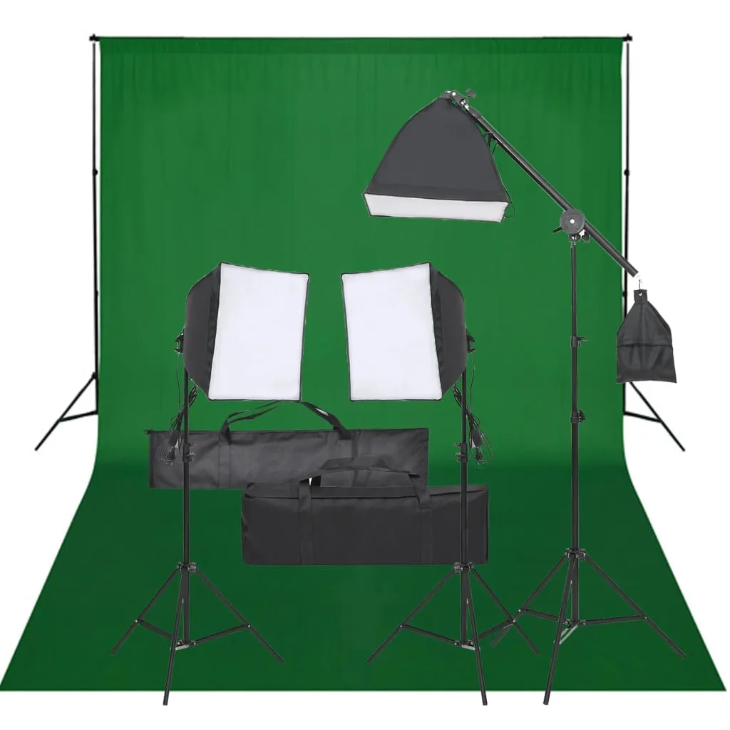 vidaXL Kit per Studio Fotografico con Set di Luci e Fondale