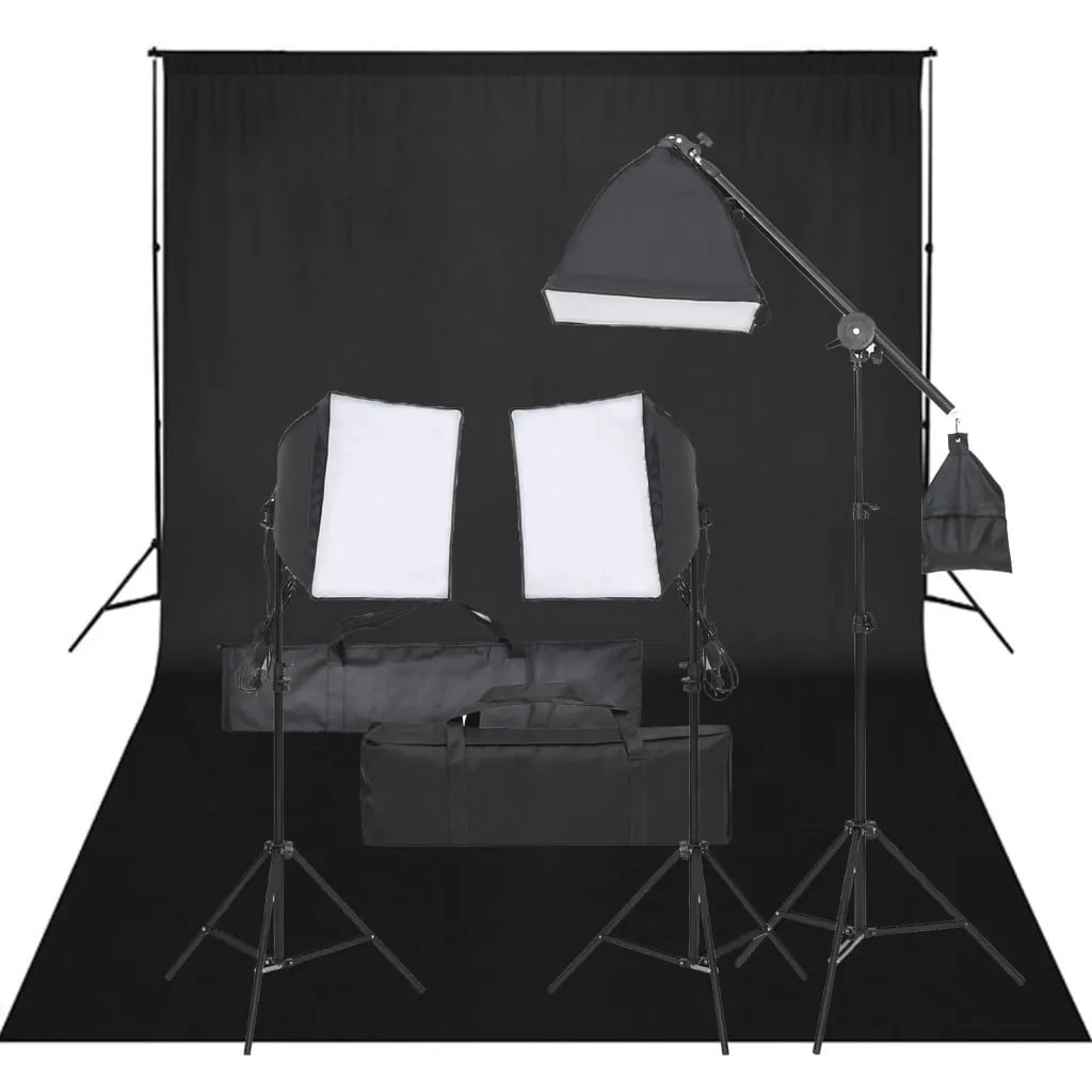 vidaXL Kit per Studio Fotografico con Set di Luci e Fondale