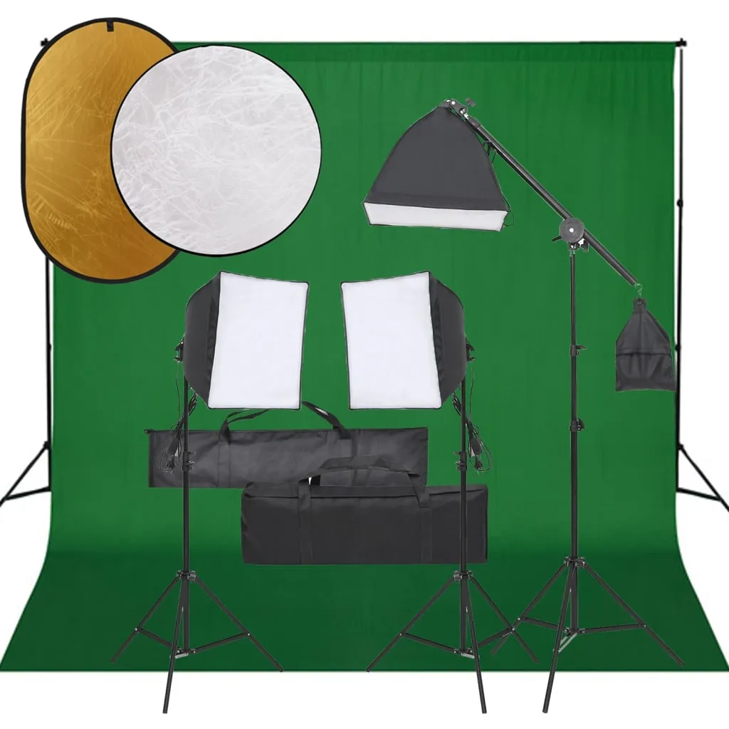 vidaXL Kit per Studio Fotografico con Set Luci, Fondale e Riflettore