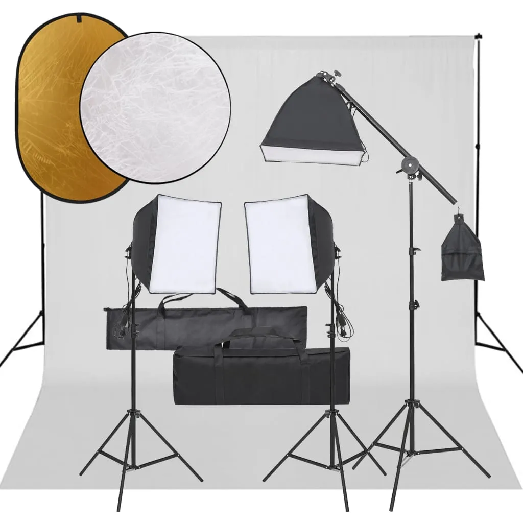 vidaXL Kit per Studio Fotografico con Set Luci, Fondale e Riflettore