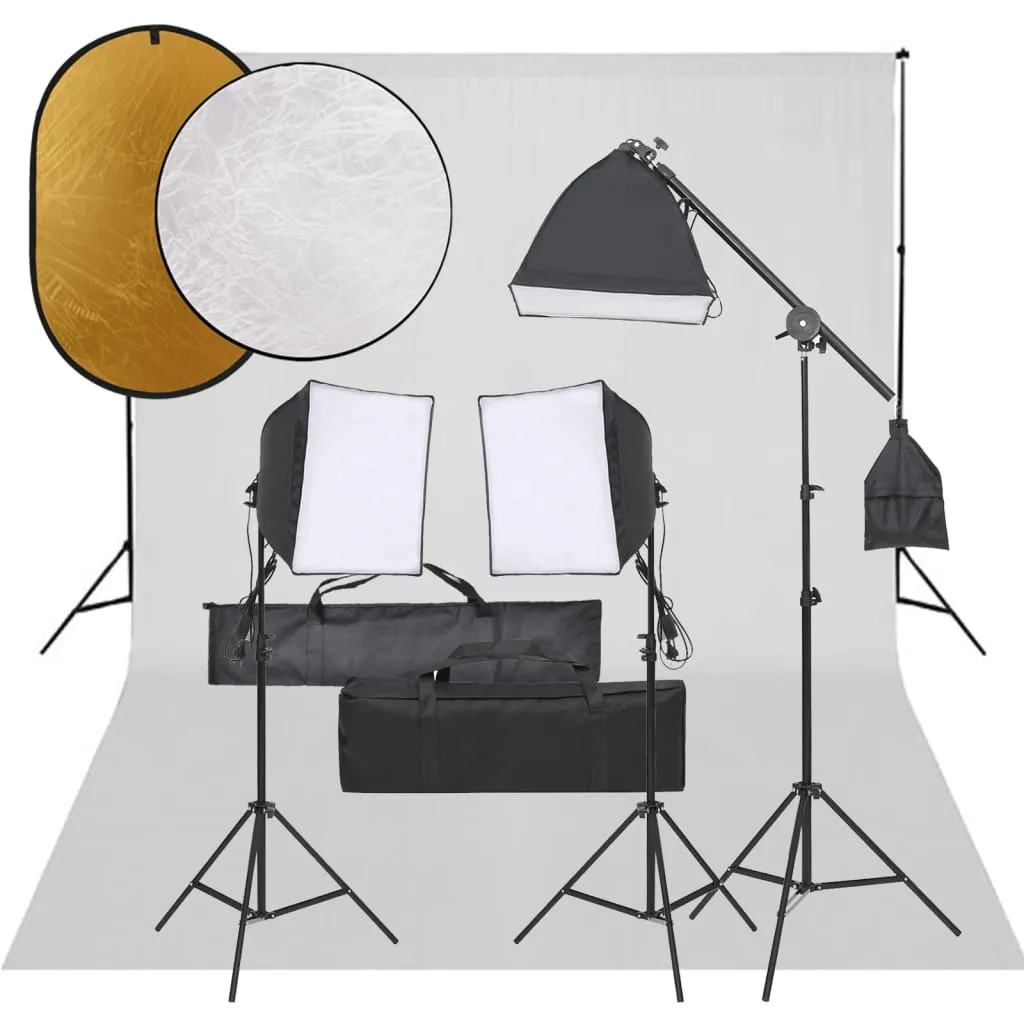 vidaXL Kit per Studio Fotografico con Set Luci, Fondale e Riflettore