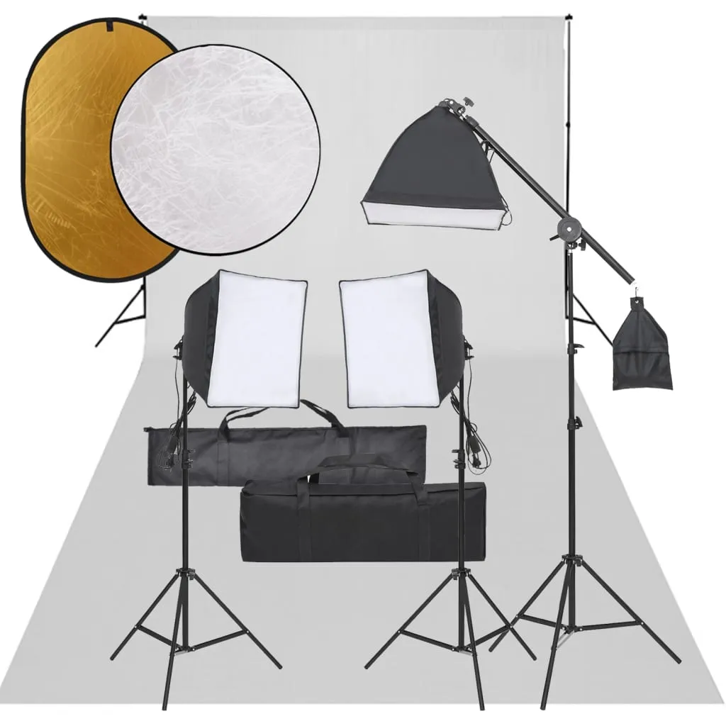 vidaXL Kit per Studio Fotografico con Set Luci, Fondale e Riflettore