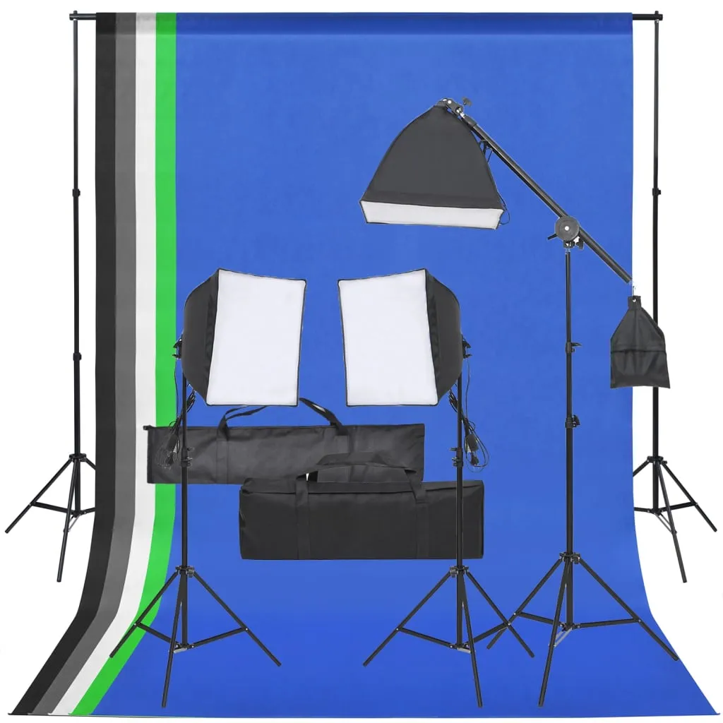 vidaXL Kit per Studio Fotografico con Set di Luci e Fondale