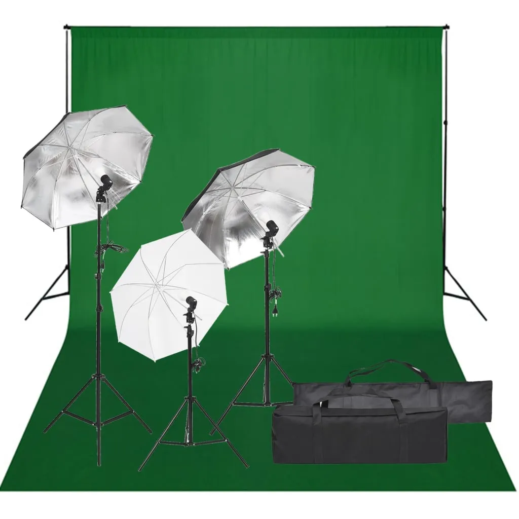 vidaXL Kit per Studio Fotografico con Set di Luci e Fondale