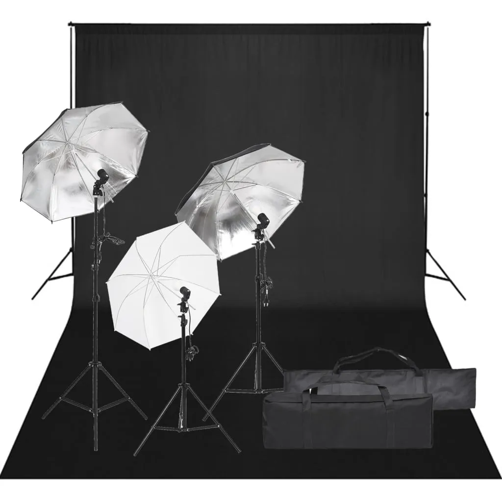 vidaXL Kit per Studio Fotografico con Set di Luci e Fondale