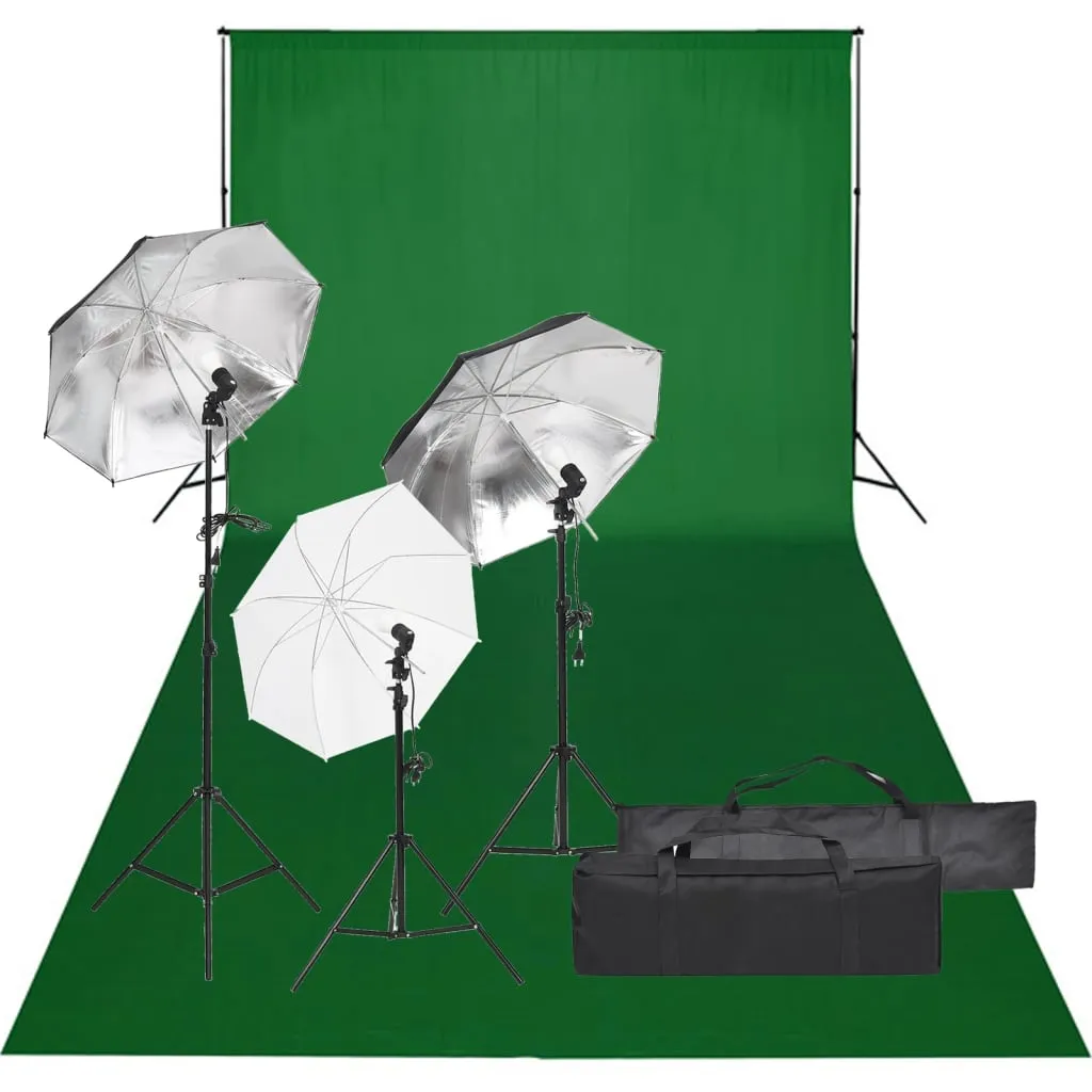 vidaXL Kit per Studio Fotografico con Set di Luci e Fondale