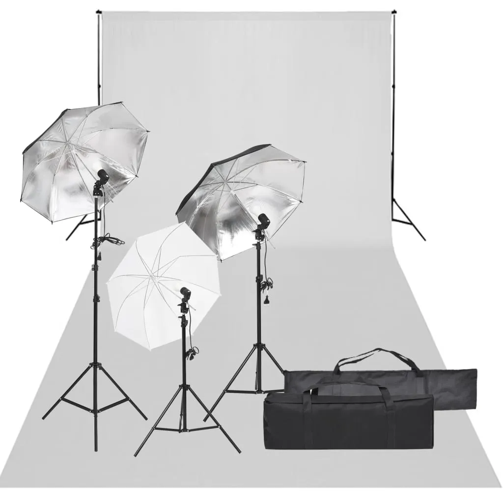 vidaXL Kit per Studio Fotografico con Set di Luci e Fondale