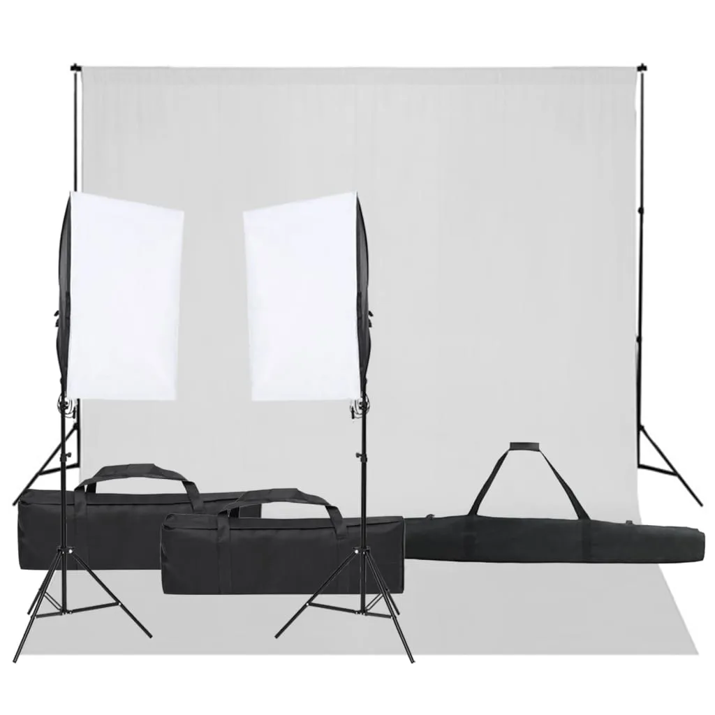 vidaXL Kit per Studio Fotografico con Set di Luci e Fondale