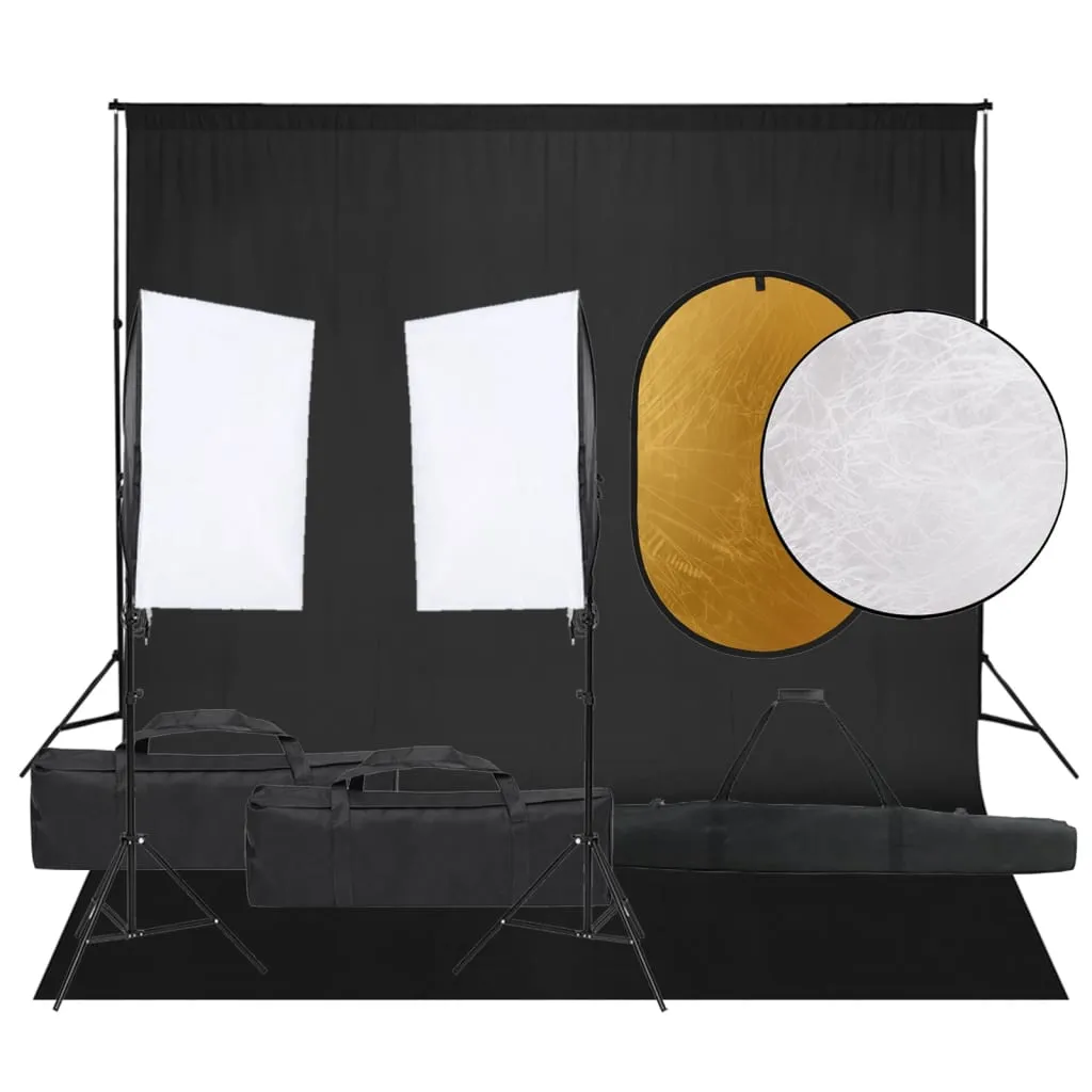 vidaXL Kit per Studio Fotografico con Set Luci, Fondale e Riflettore