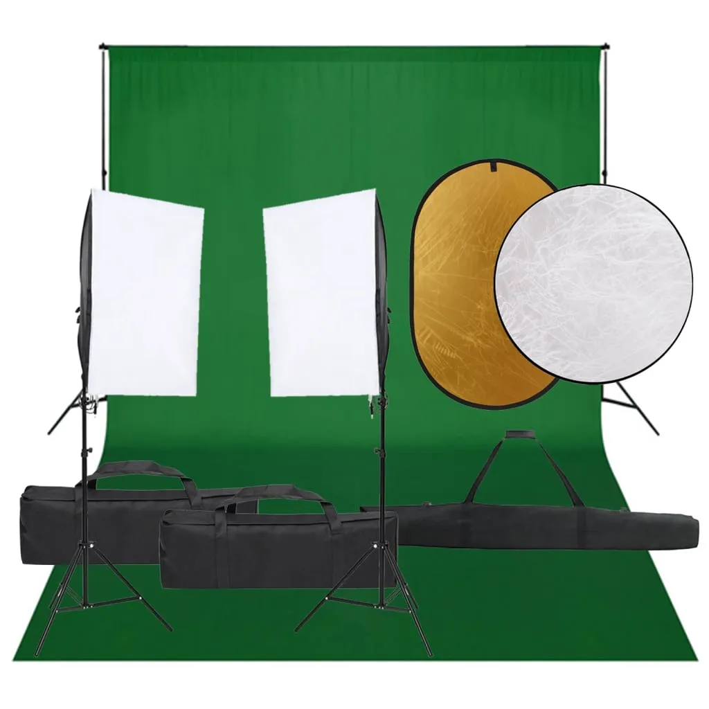 vidaXL Kit per Studio Fotografico con Set Luci, Fondale e Riflettore