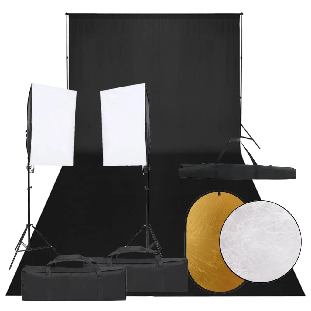 vidaXL Kit per Studio Fotografico con Set Luci, Fondale e Riflettore