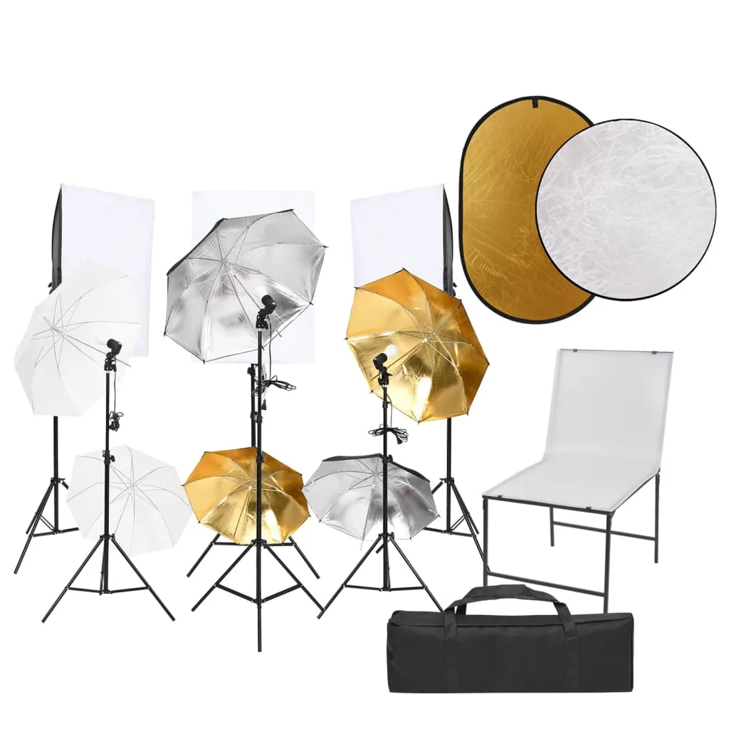 vidaXL Kit Studio Fotografico con Luci, Tavolo da Ripresa e Riflettore