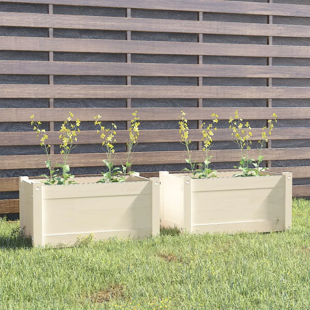 vidaXL Fioriere da Giardino 2 pz Bianche 60x31x31 cm Massello di Pino