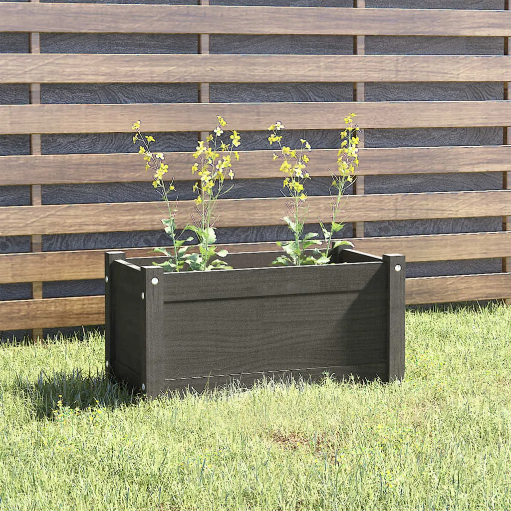 vidaXL Fioriera da Giardino Grigia 60x31x31 cm in Massello di Pino