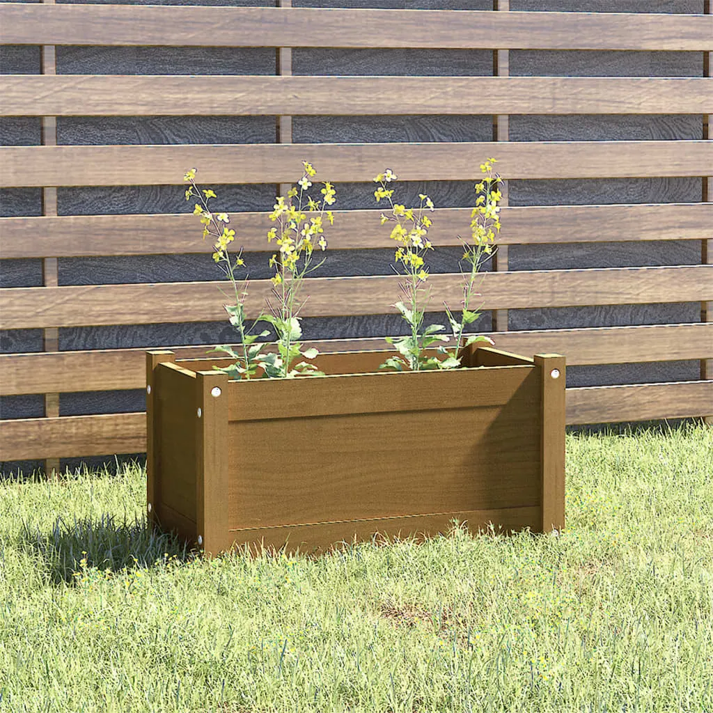 vidaXL Fioriera da Giardino Miele 60x31x31 cm in Massello di Pino