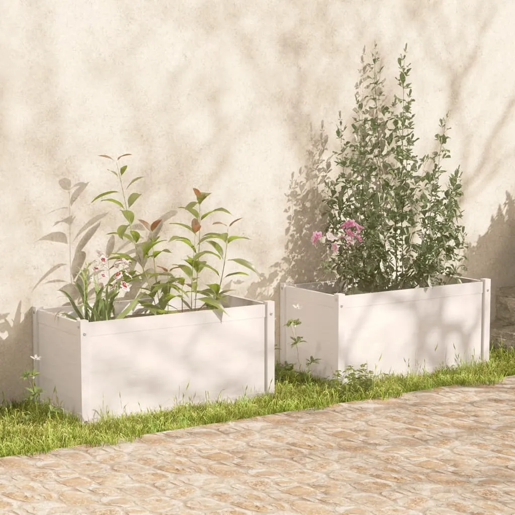 vidaXL Fioriere da Giardino 2 pz Bianche 100x50x50 cm Massello di Pino