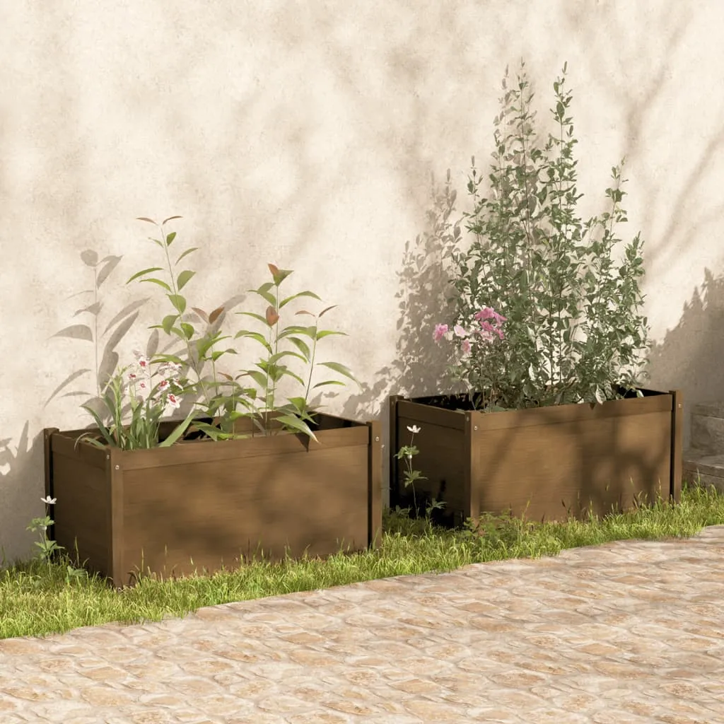 vidaXL Fioriere da Giardino 2 pz Miele 100x50x50 cm in Legno di Pino