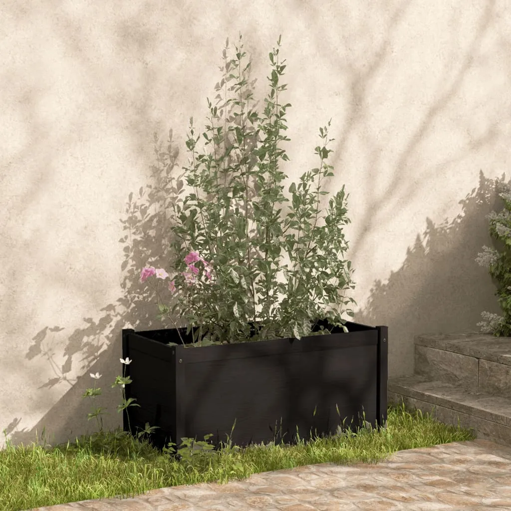 vidaXL Fioriera da Giardino Nere 100x50x50cm in Legno Massello di Pino