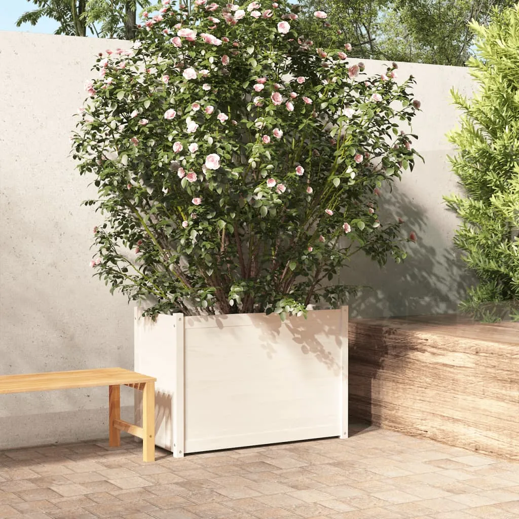 vidaXL Fioriera da Giardino Bianca 100x50x70 cm Legno Massello di Pino