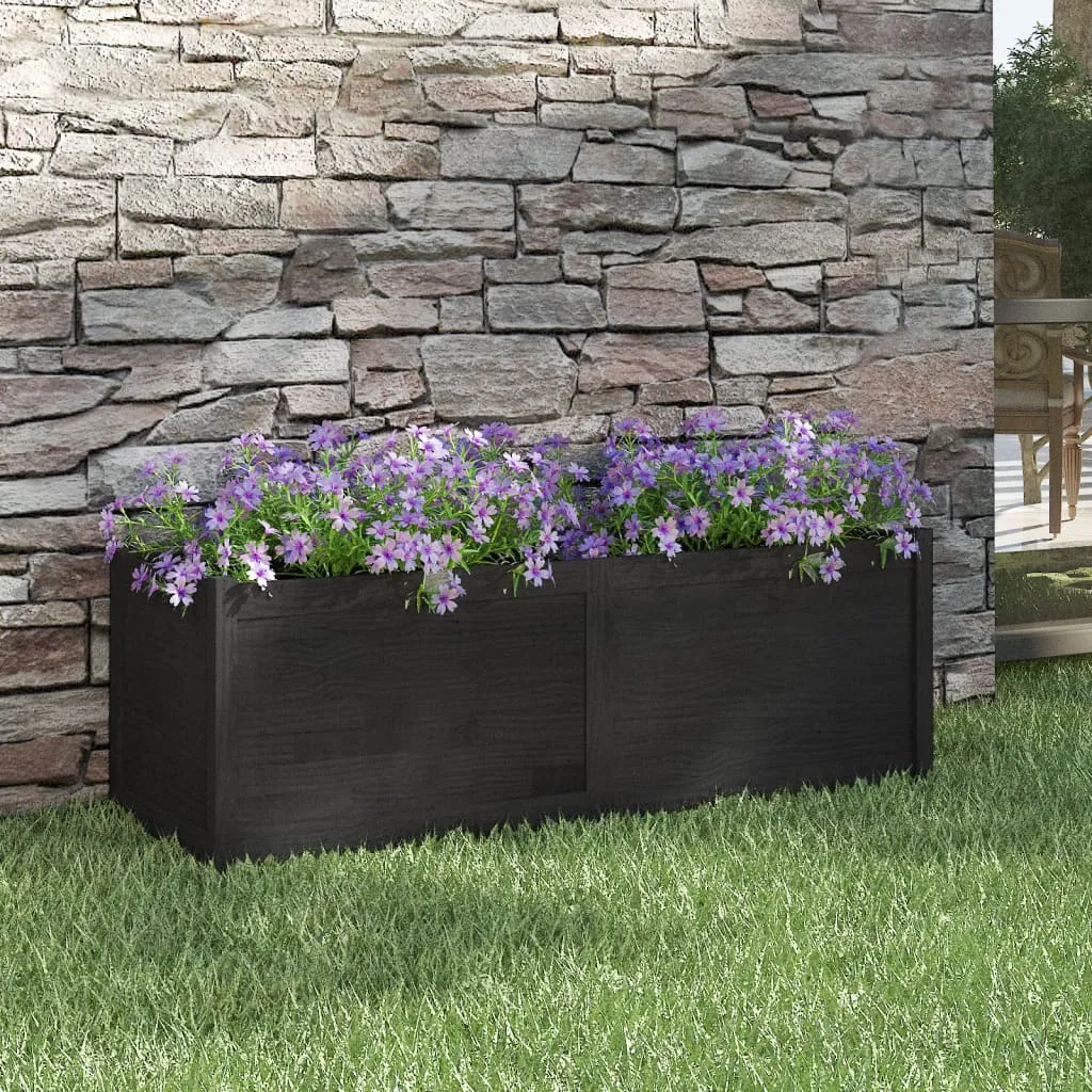 vidaXL Fioriera da Giardino Nera 150x50x50 cm Legno Massello di Pino