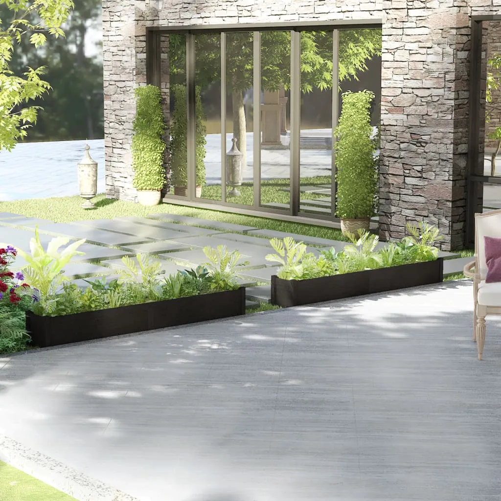 vidaXL Fioriere da Giardino 2 pz Nere 200x31x31 cm in Legno di Pino