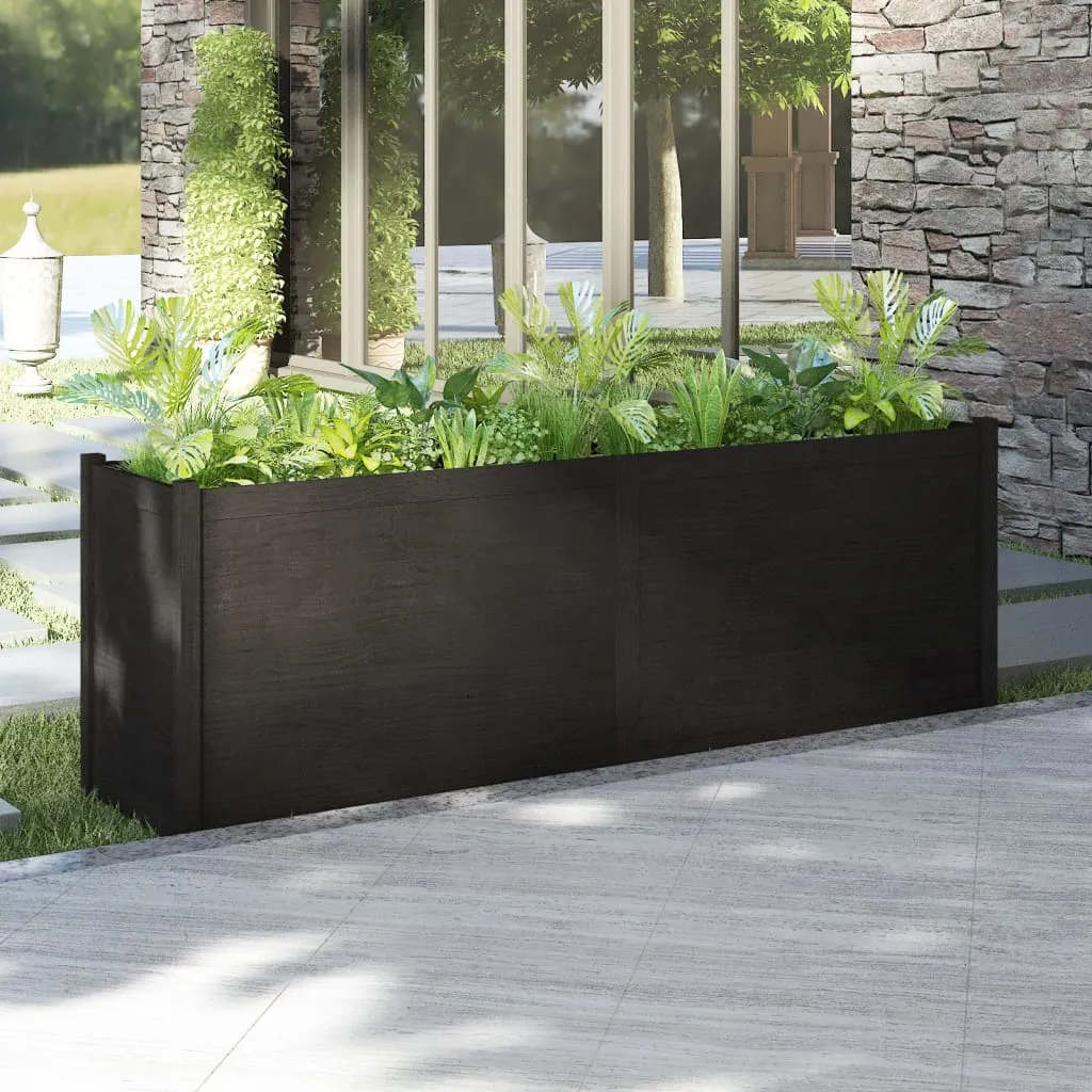 vidaXL Fioriera da Giardino Nera 200x50x70cm in Legno Massello di Pino