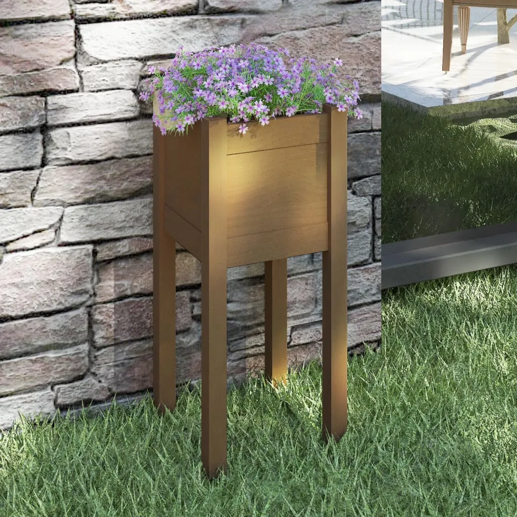 vidaXL Fioriera da Giardino Miele 31x31x70 cm in Legno di Pino