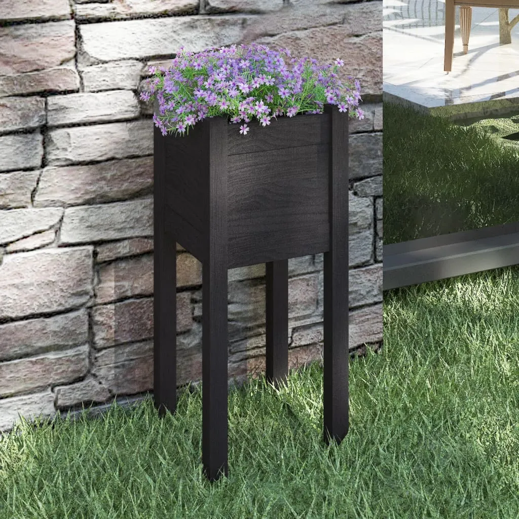 vidaXL Fioriera da Giardino Nera 31x31x70 cm in Legno Massello di Pino