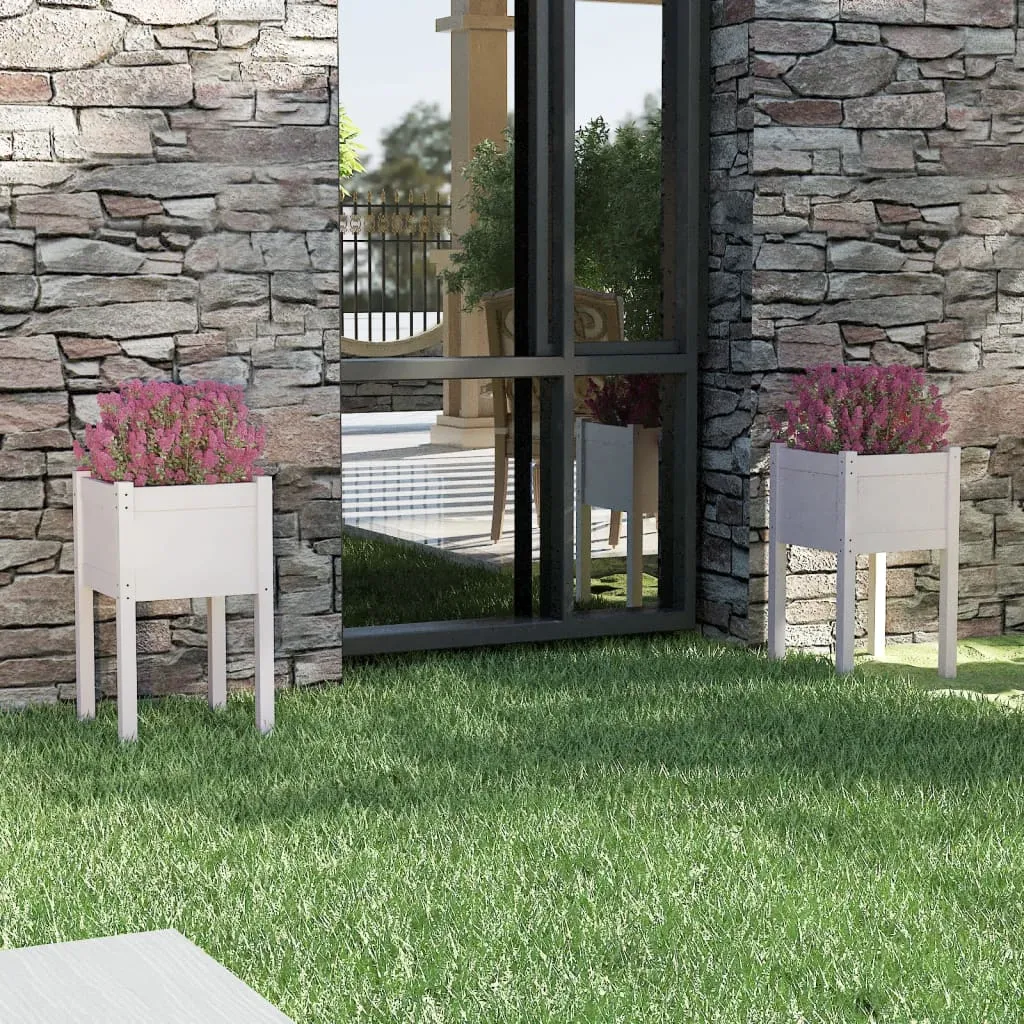 vidaXL Fioriere da Giardino 2 pz Bianche 40x40x70 cm in Legno di Pino