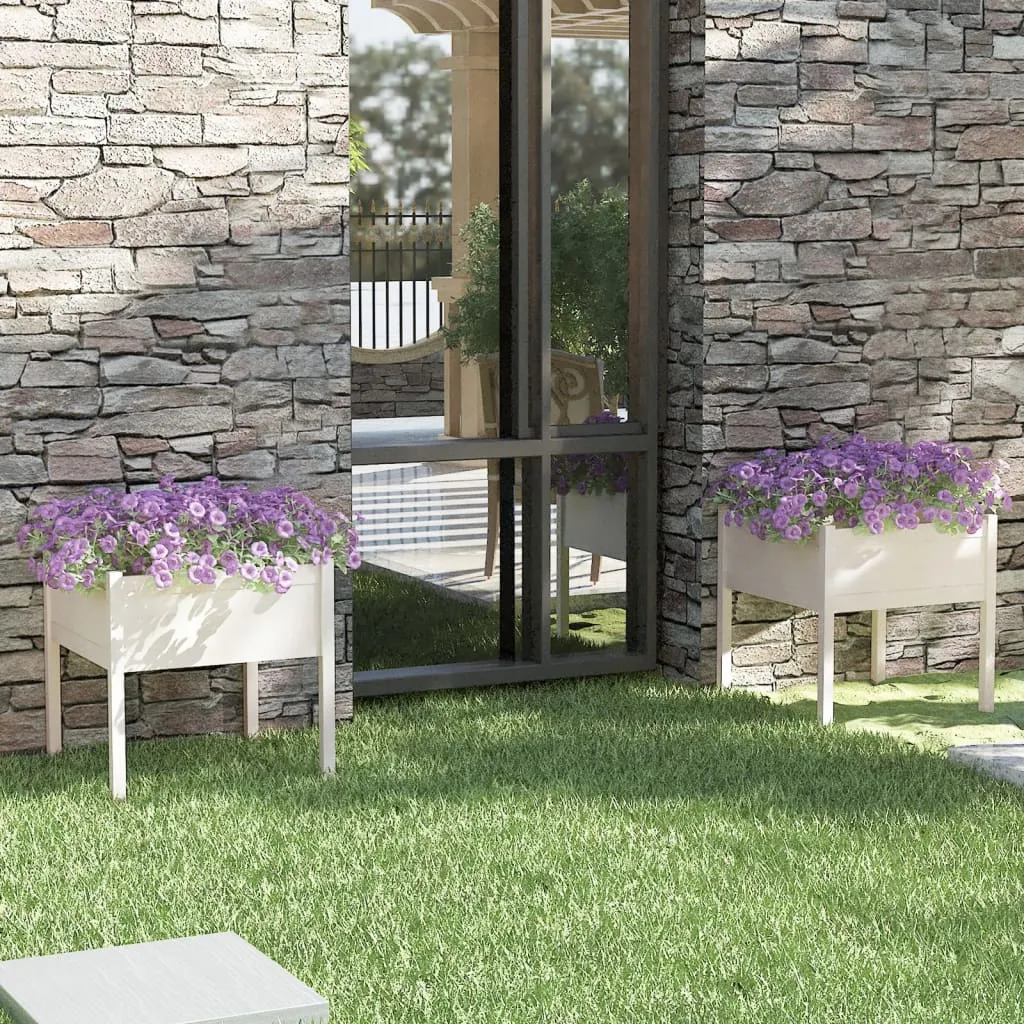 vidaXL Fioriere da Giardino 2 pz Bianche 70x70x70 cm in Legno di Pino