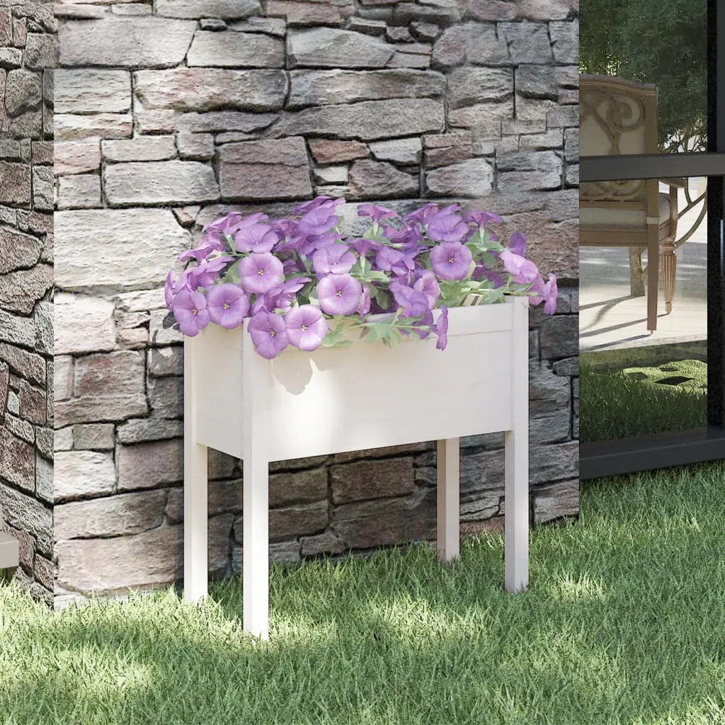 vidaXL Fioriera da Giardino Bianca 70x31x70 cm Legno Massello di Pino