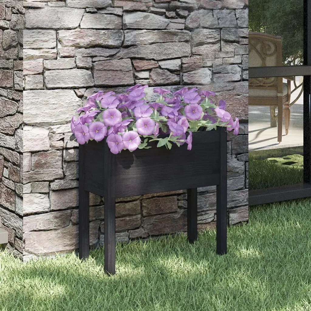 vidaXL Fioriera da Giardino Nera 70x31x70 cm in Legno Massello di Pino