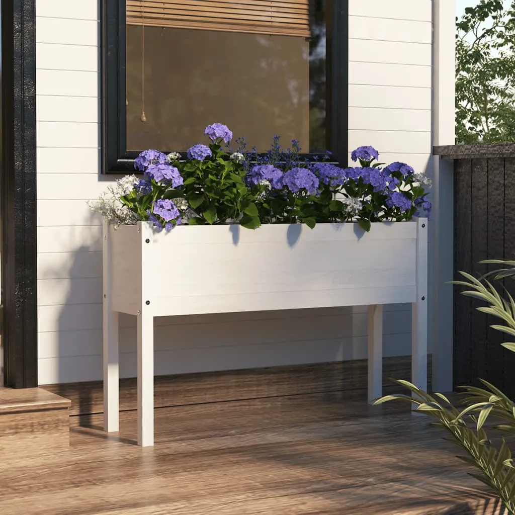 vidaXL Fioriera da Giardino Bianca 110x31x70 cm Legno Massello di Pino