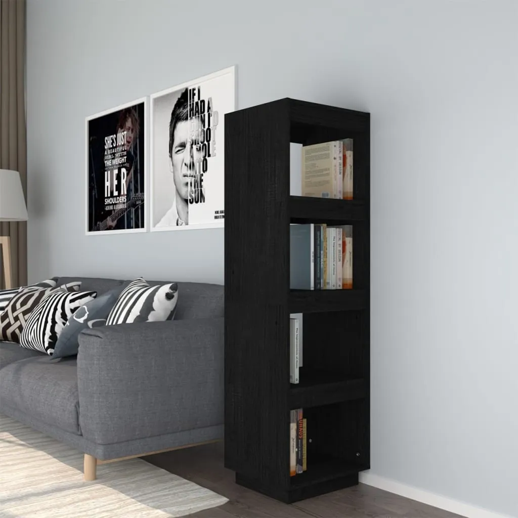 vidaXL Libreria/Divisorio Nero 40x35x135 cm in Legno Massello di Pino