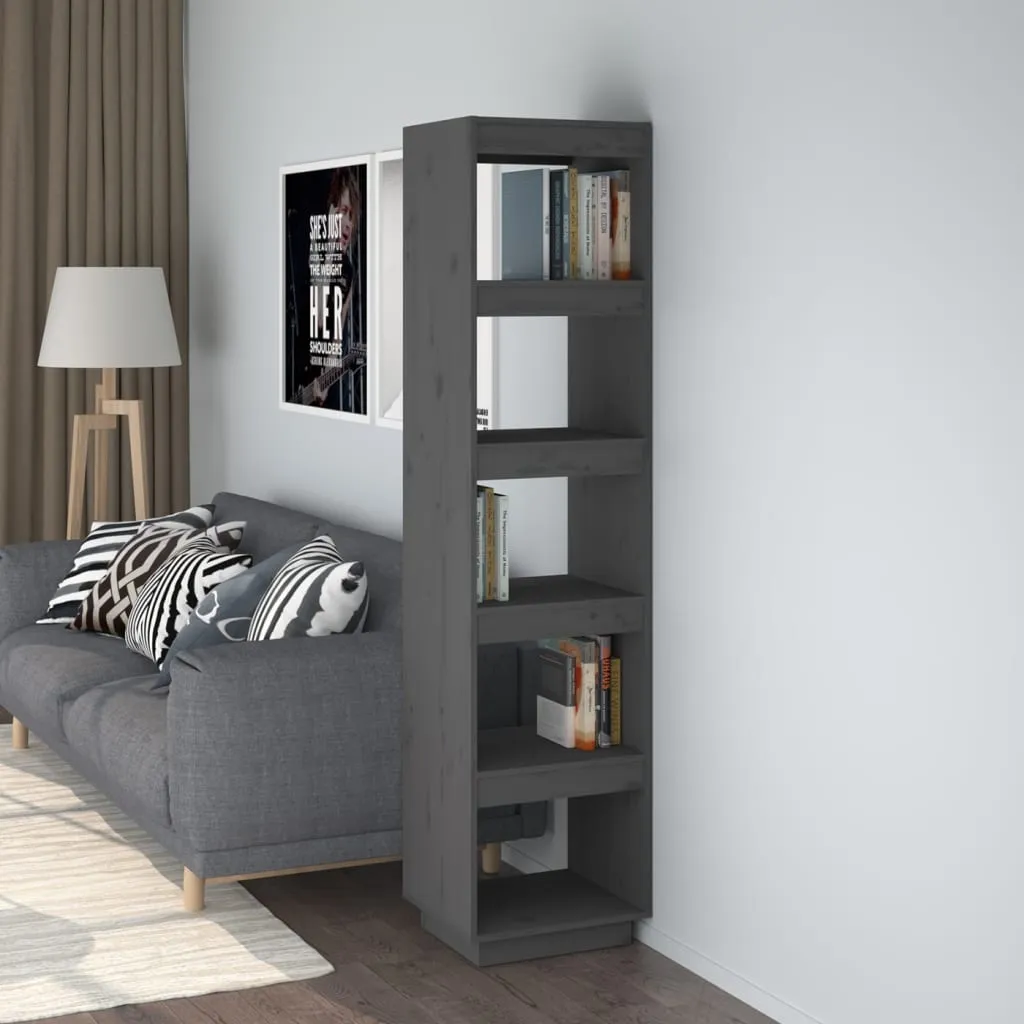 vidaXL Libreria/Divisorio Grigio 40x35x167 cm in Legno Massello di Pino