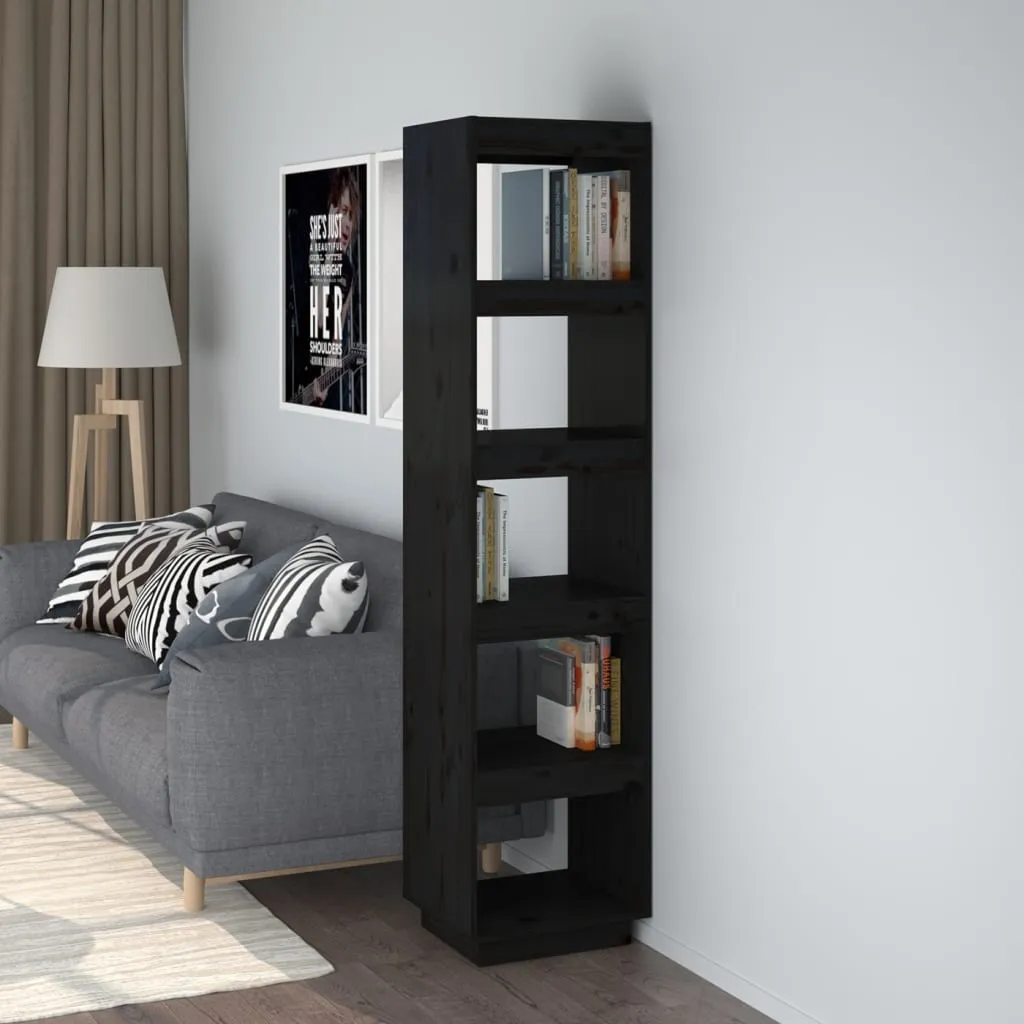 vidaXL Libreria/Divisorio Nero 40x35x167 cm in Legno Massello di Pino