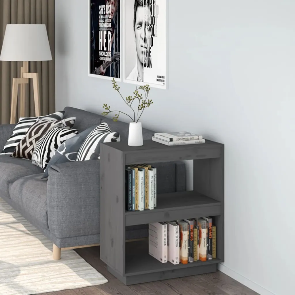 vidaXL Libreria Grigia 60x35x71 cm in Legno Massello di Pino