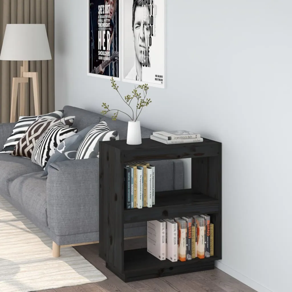 vidaXL Libreria Nera 60x35x71 cm in Legno Massello di Pino