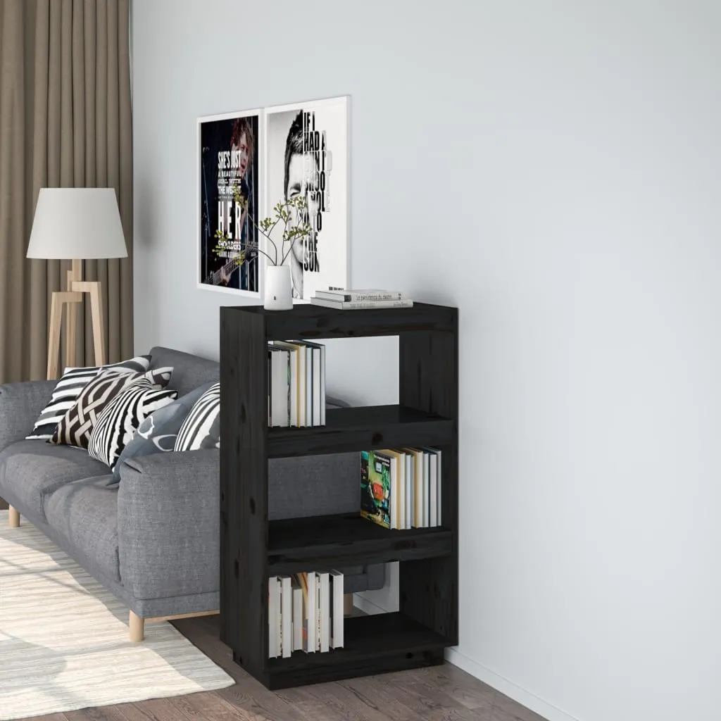 vidaXL Libreria/Divisorio Nero 60x35x103 cm in Legno Massello di Pino