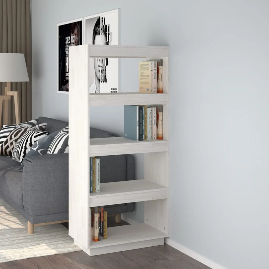 vidaXL Libreria/Divisorio Bianco 60x35x135 cm Legno Massello di Pino