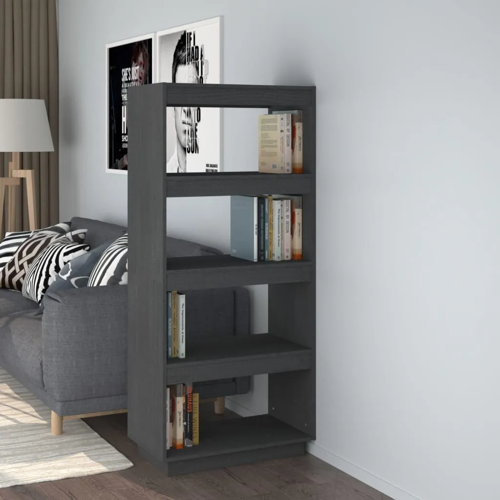 vidaXL Libreria/Divisorio Grigio 60x35x135cm in Legno Massello di Pino