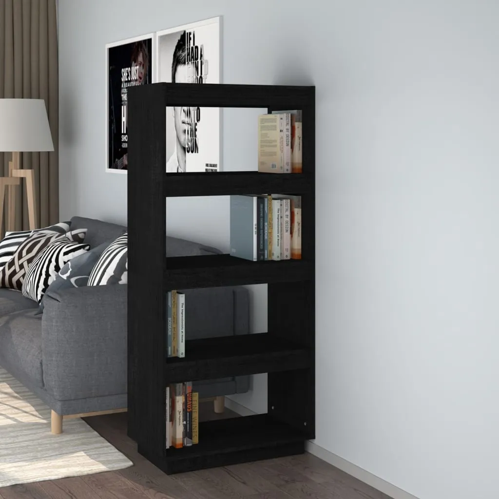 vidaXL Libreria/Divisorio Nero 60x35x135 cm in Legno Massello di Pino